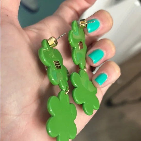 Kate Spade Green Flower Earrings with Gemstone Accent - Picture 5 of 6